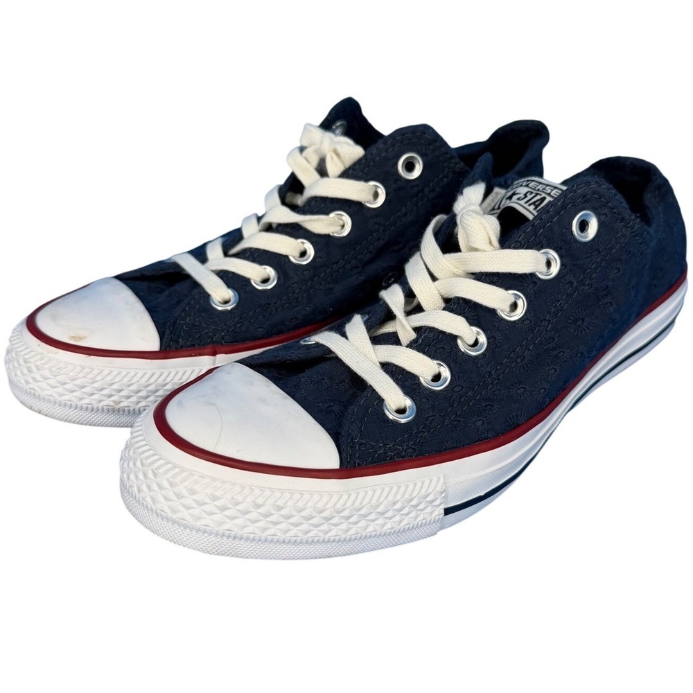 Converse Chuck Taylor All Star Navy Blue Floral Eyelet Sneakers 555979F Womens 8